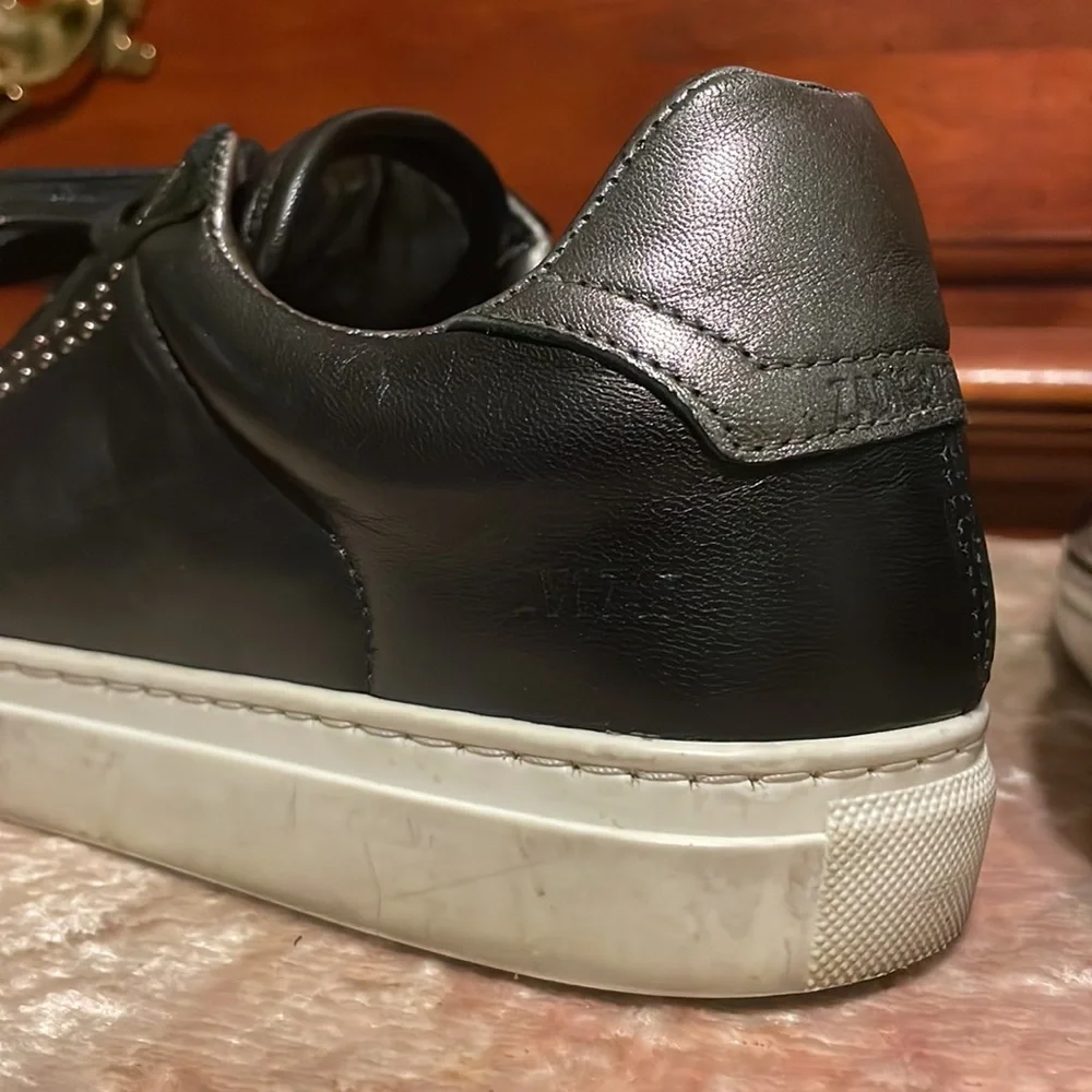 ZADIG & VOLTAIRE Leather Black Silver Studded Lace Up Sneakers ZV1747 $238 EUC 7 - Picture 5 of 7